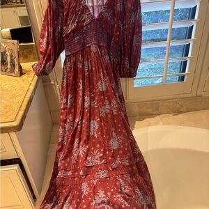 Free People Red and White Floral Maxi Dress